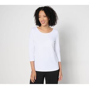 Women Control Women's Top Sz XL Washed Cotton Ballet Neck White A663619